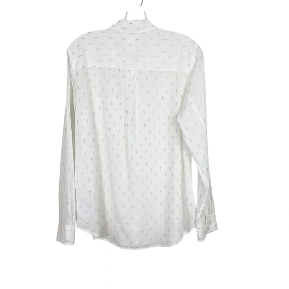Gap Fitted Boyfriend White Button Down Silver Metallic Clip Dot Shirt Size M - Picture 7 of 14
